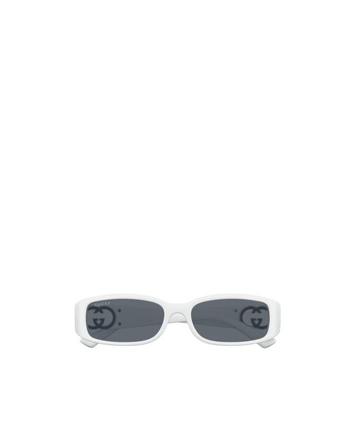 Gucci Blue Eyewear Rectangular Logo Sunglasses