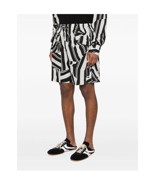 Dries Van Noten Black Patterned Shorts for men