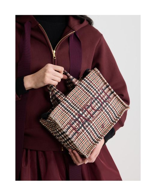 Patou Brown Logo-Embroidered Houndstooth Tote Bag