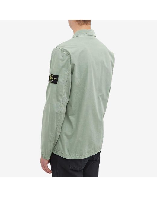 Stone Island Green Compass-Patch Shirt Jacket for men