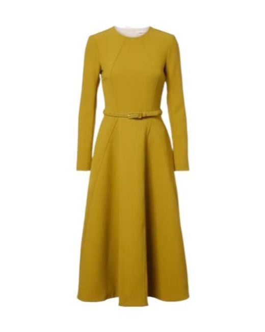 Emilia Wickstead Yellow Ucellina Belted Midi Dress