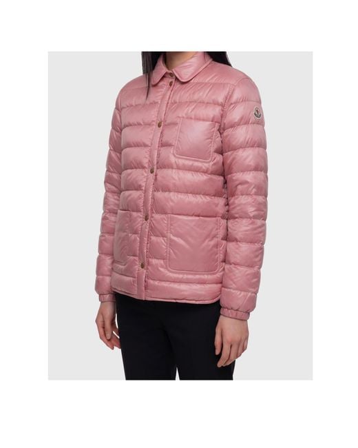 Moncler Pink Long-Sleeved Down Jacket