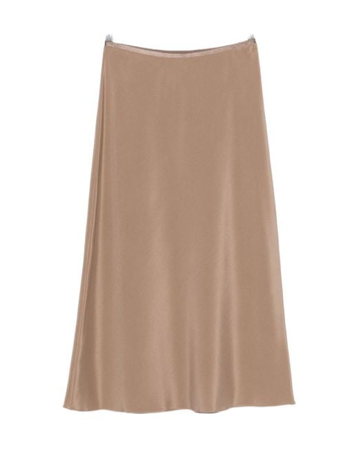 Max Mara Brown Bias-Cut Midi Skirt