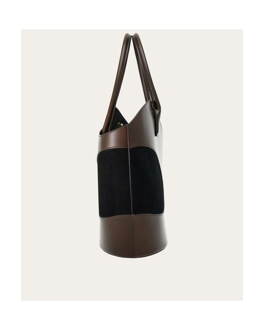 Ferragamo Black Hollowed-Out Logo Handbag