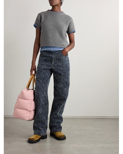 The Elder Statesman Gray Short-Sleeved Cashmere Sweater