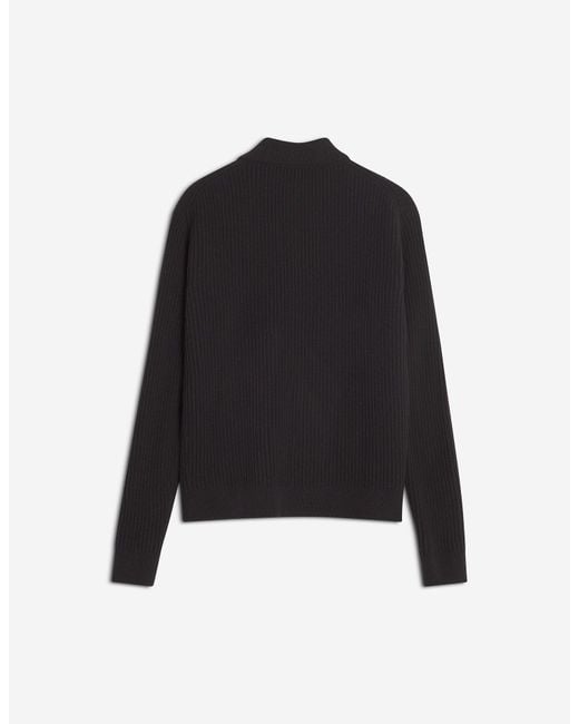 Maison Kitsuné Black Maison Kitsuné Fox Head Ribbed Polo Jumper for men