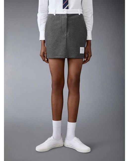 Thom Browne Gray Logo-Patch Mini Skirt