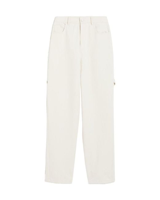 Max Mara White Logo Patch Wide Leg Jeans