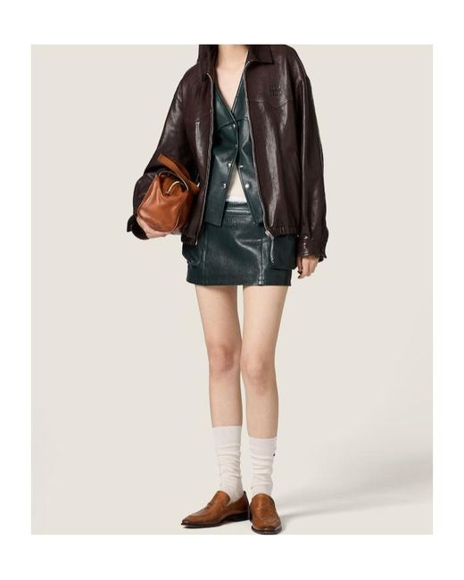 Miu Miu Brown Zip-Up Blouson Jacket