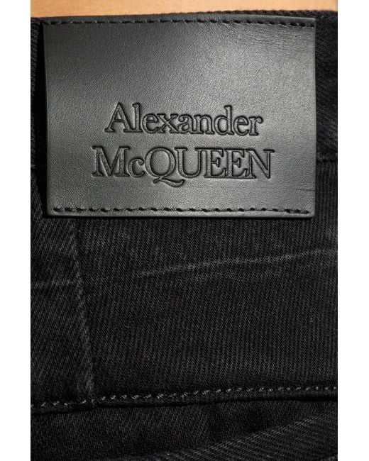 McQueen Black Logo Patch Straight-Leg Jeans for men