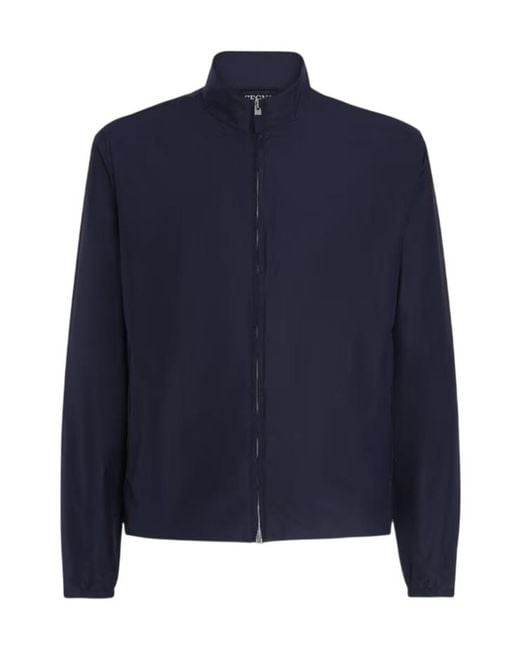 Zegna Blue High-Neck Zipped Jacket for men