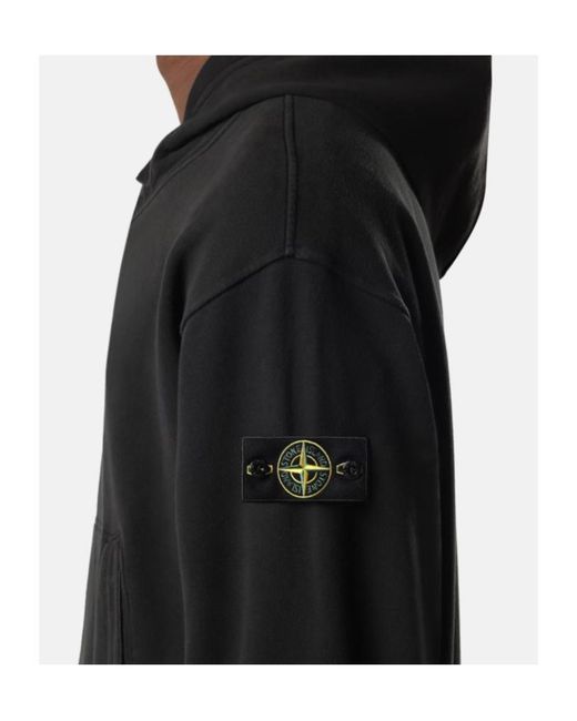 Stone Island Black Logo-Patch Pouch-Pocket Hoodie for men