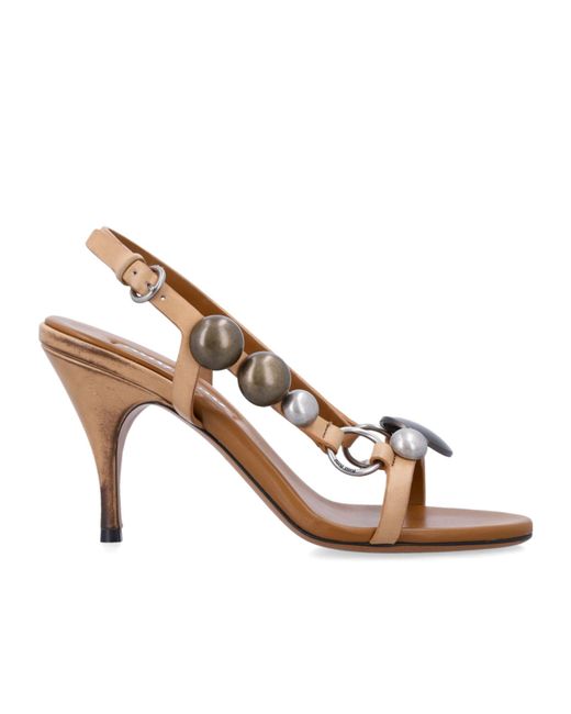 Miu Miu Metallic Ankle-Strap High-Heeled Sandals