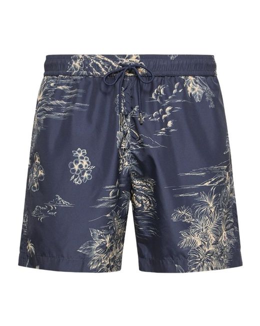 Moncler Blue Logo Patch Drawstring Swim Shorts for men