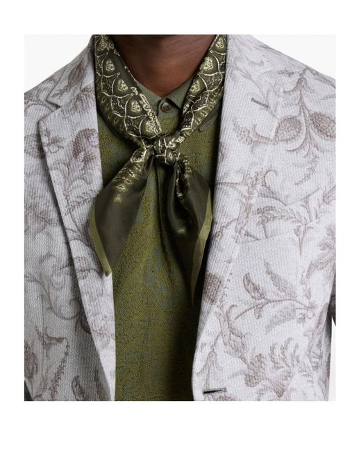 Etro Green Silk Scarf With Paisley Motif And Pegaso for men