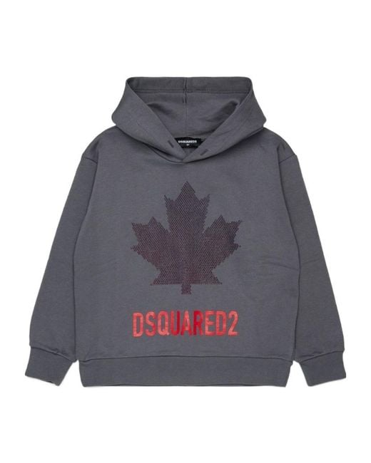 DSquared² Gray Maple-Leaf Print Hoodie