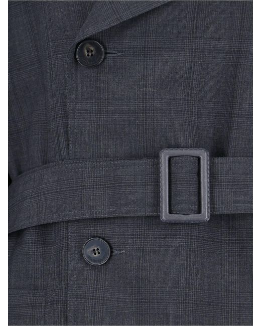 Frankie Shop Blue Bleecker Plaid Oversized Trench Coat