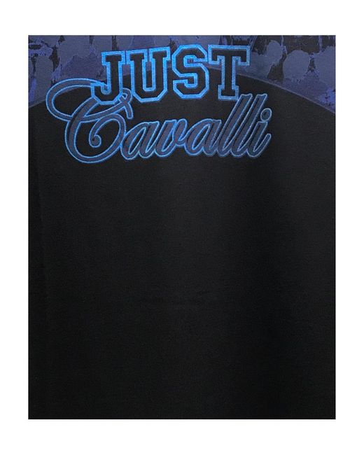 Just Cavalli Blue Logo T-Shirt With Round Neck