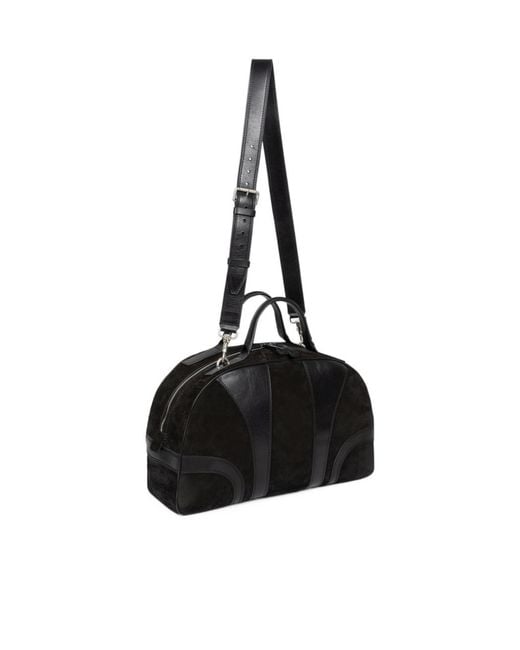 Dries Van Noten Black Suede Duffle Bag for men