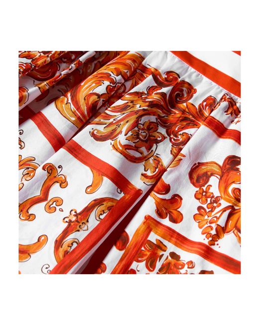 Dolce & Gabbana Red Printed Pleated Skirt
