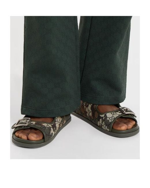 Gucci Green Double Buckle Slide Sandals for men