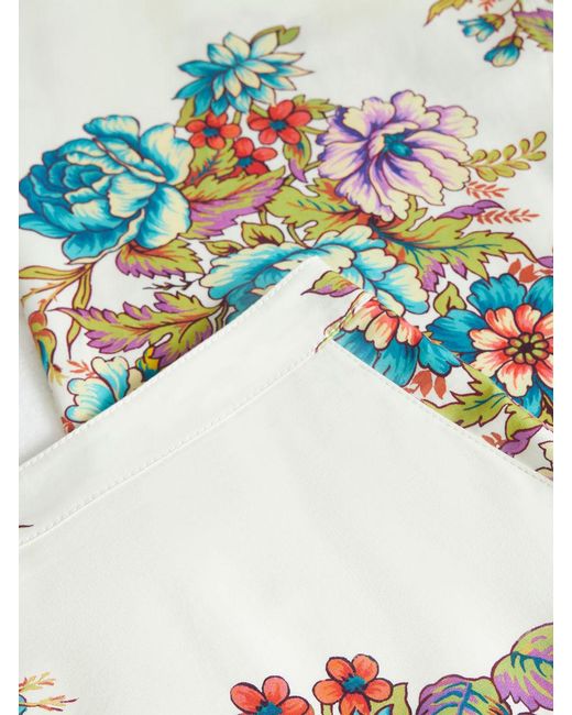 Etro White Floral-Printed High Waist Flared Trousers