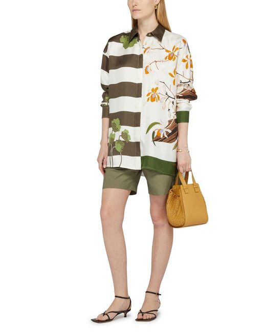 Loewe Gray Printed Silk Long-Sleeved Shirt