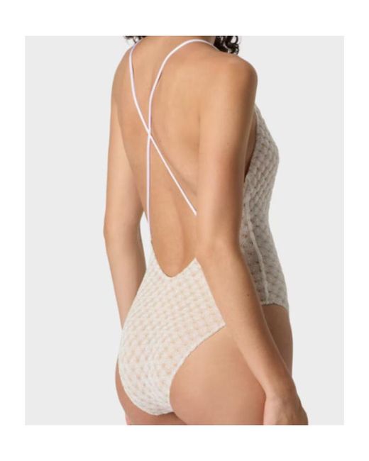 Missoni White One-Piece V-Neck Swimsuit