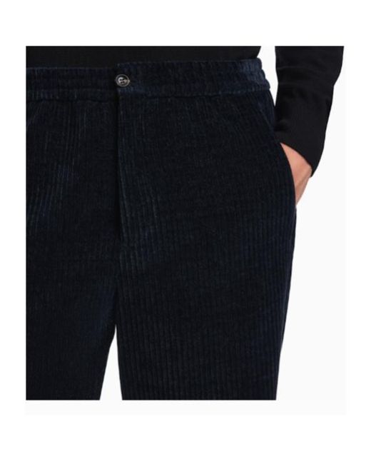 Emporio Armani Blue Corduroy Trousers for men