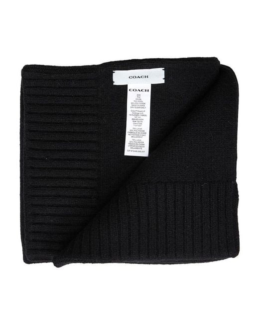 COACH Black Embossed Knit Muffler for men