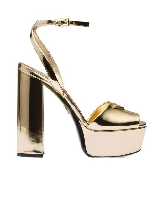 Prada Metallic Leather Platform Sandals