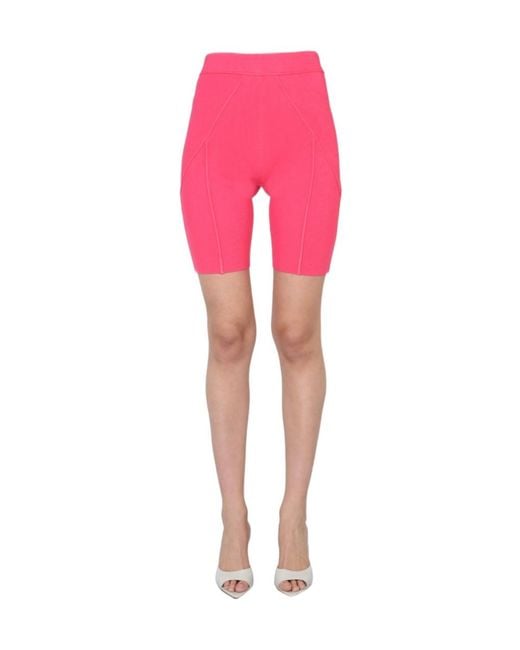Helmut Lang Red Ribbed Knit Cycling Shorts