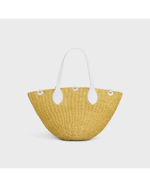 Céline Natural Small Triomphe Beads Basket