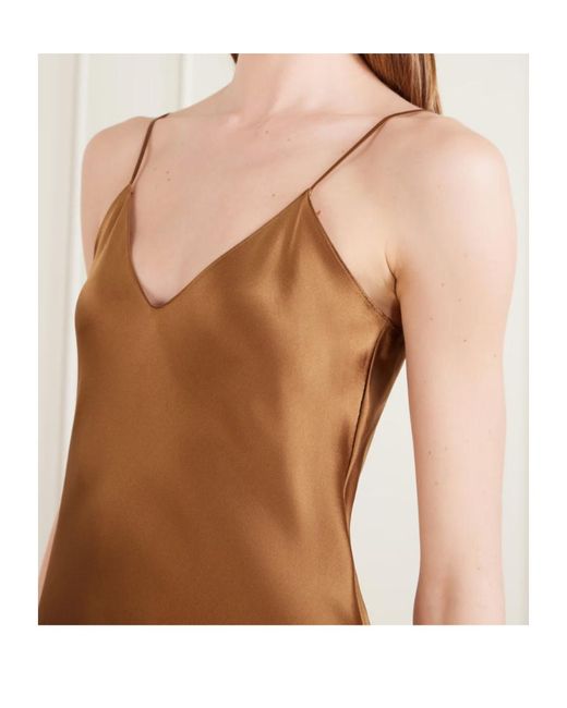 Nili Lotan Brown Cami Silk-Satin Gown