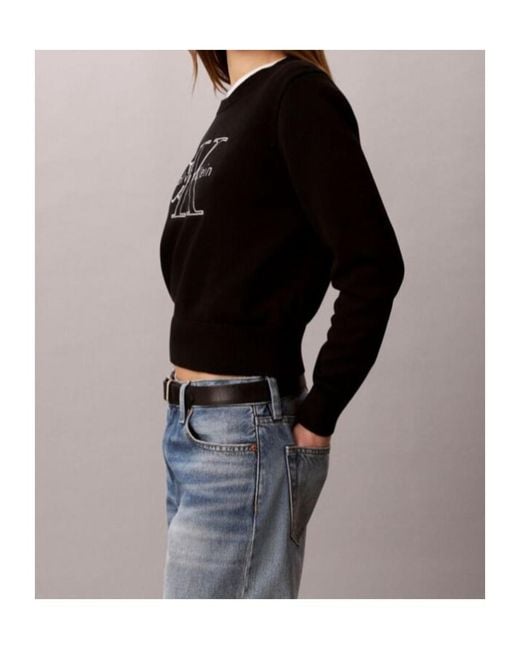 Calvin Klein Blue Logo-Embroidered Sweater
