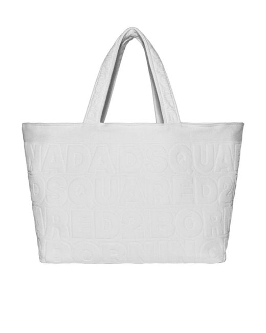 DSquared² White Twin Beach Shopping Bag