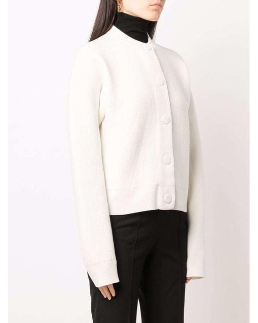 Jil Sander White Round-Neck Knitted Cardigan