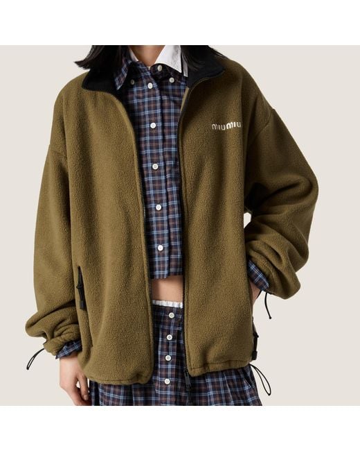 Miu Miu Green Fleece Zip-Up Jacket