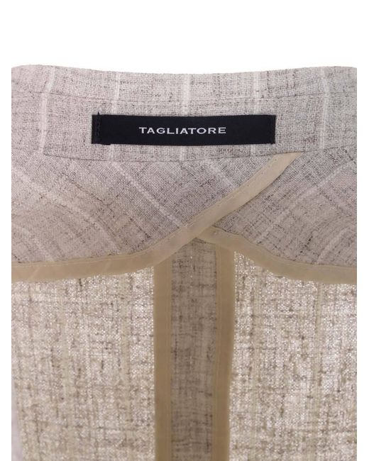 Tagliatore Gray Double-Breasted Striped Blazer for men