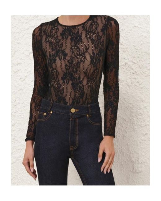 Zimmermann Black Lace Bodysuit