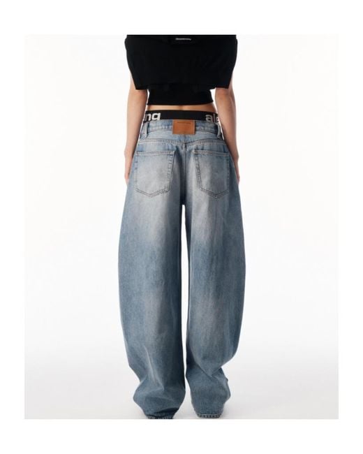 Alexander Wang Blue Logo Band Balloon Jeans