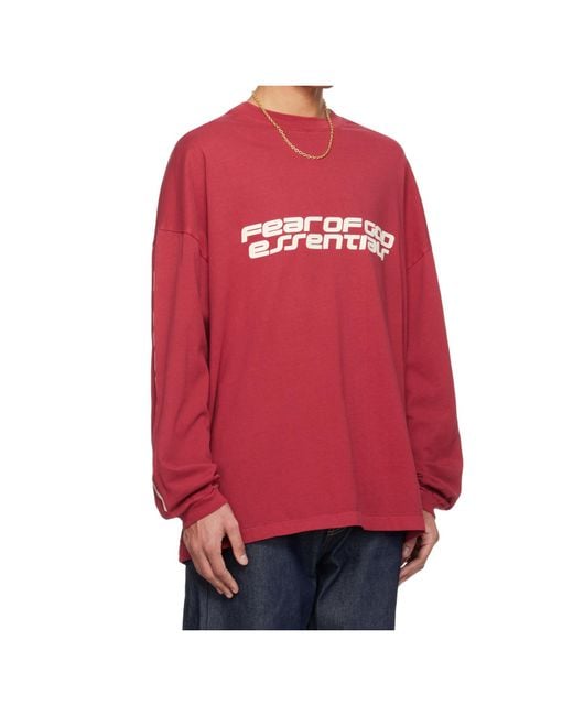 Fear Of God Red 90S Oversized Long Sleeve T-Shirt for men