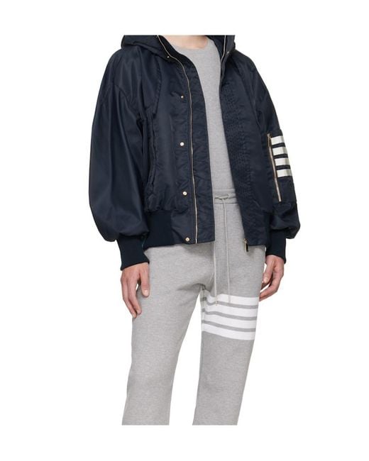 Thom Browne Blue Technical Twill Hooded Jacket for men