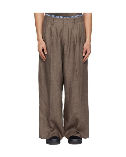 ERL Green Pleated Casual Pants for men