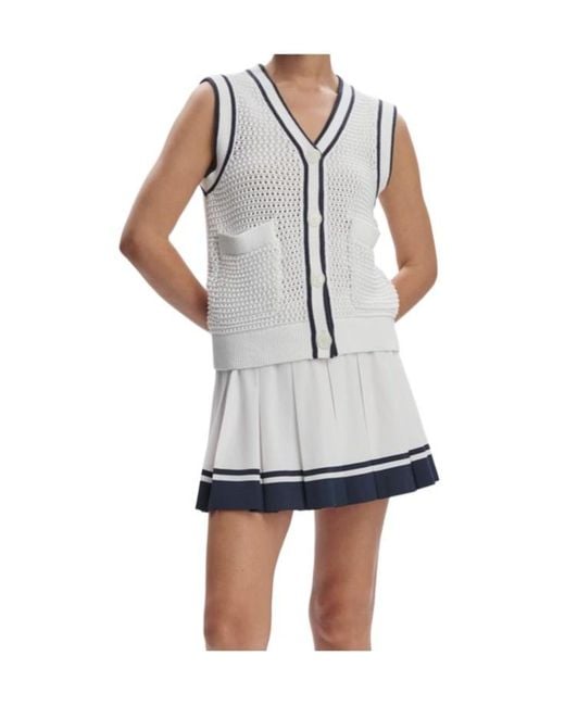Varley White Sleeveless Knitted Cardigan