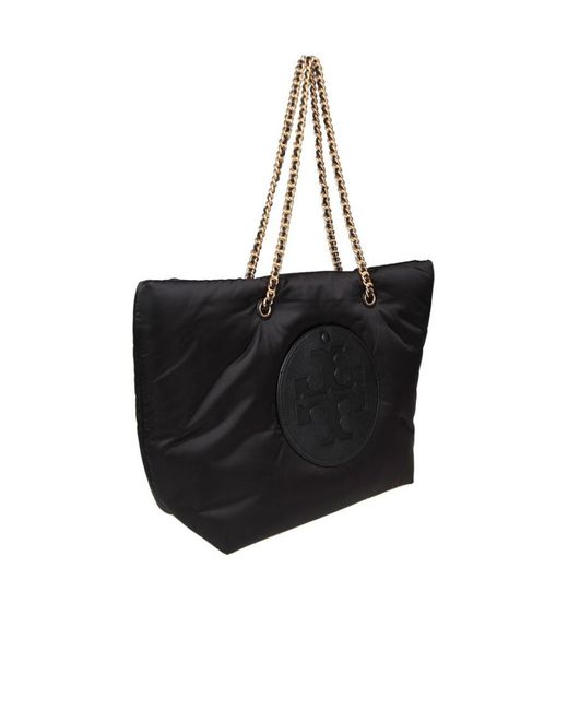 Tory Burch Black Logo Patch Padded Tote Bag