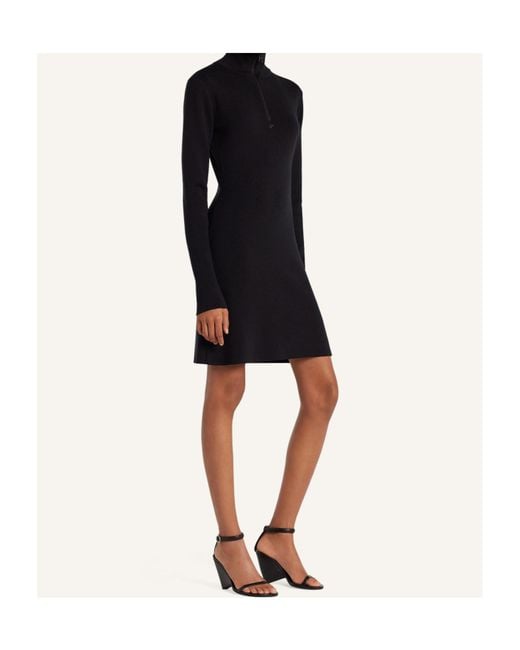 Courreges Black Courrèges Zipped Mockneck Dress