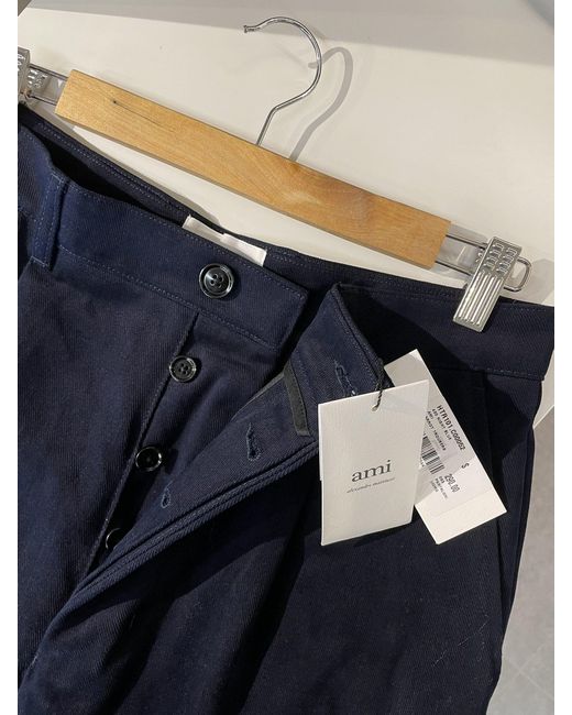 AMI Blue Casual Trousers With Belt Loop for men