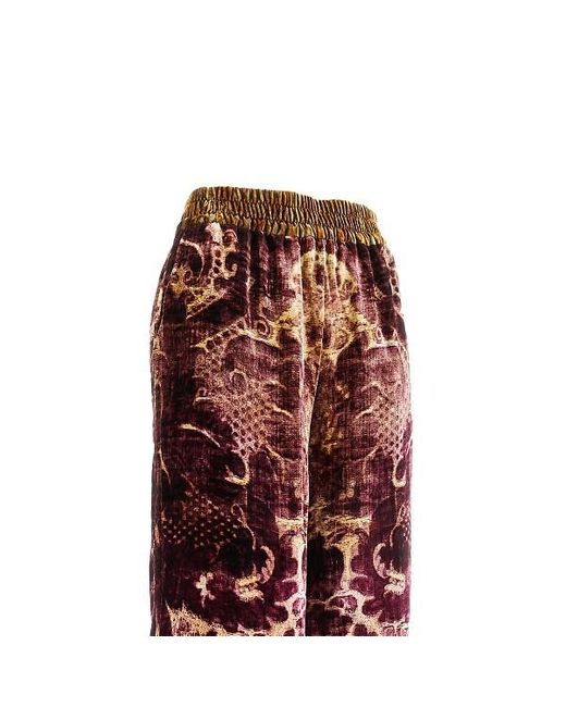 Pierre Louis Mascia Red Damask-Print Velvet Trousers