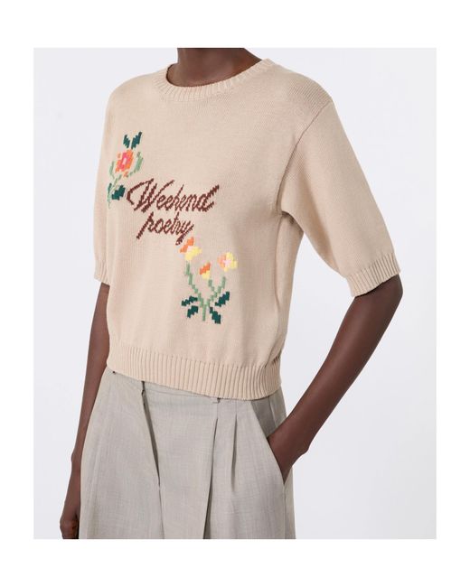 Weekend by Maxmara Natural Wkdfiacre Logo Intarsia Knitted Top